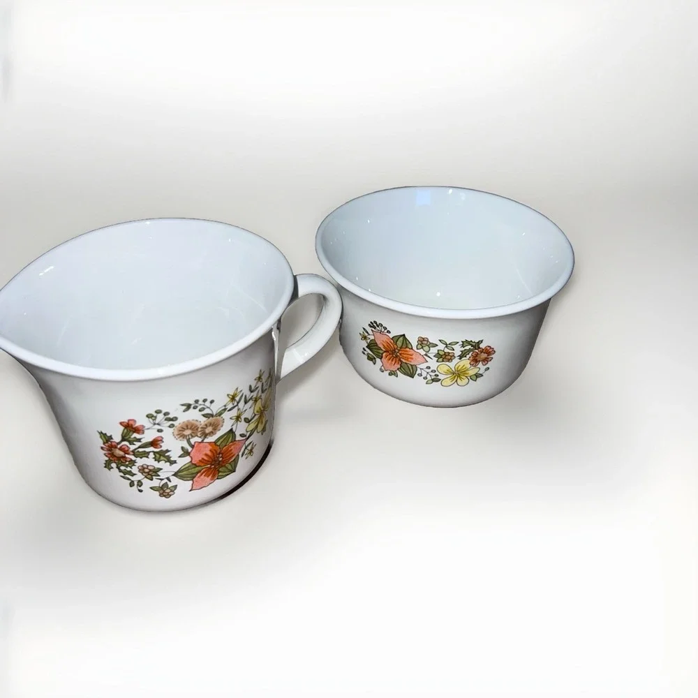 Vintage Corelle by Corning Indian Summer Creamer and Open Sugar Set Retro Floral